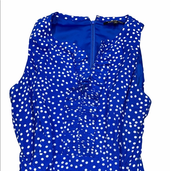 Gianni Bini blue & white polka dot ruffle dress size 4 - Picture 1 of 10